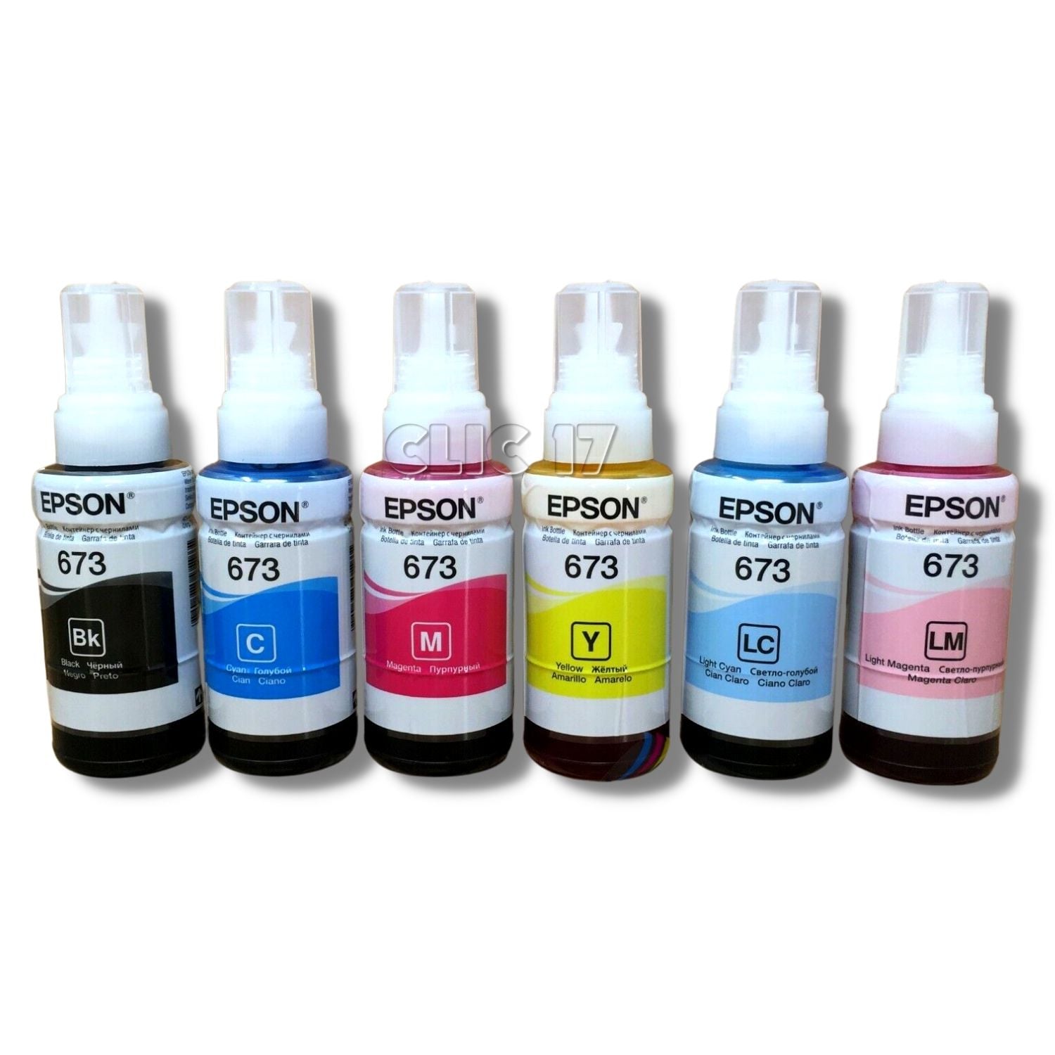 KIT TINTA EPSON 673 CYAN, CYAN CLARO, MAGENTA, MAGENTA CLARO, AMARILLO, NEGRO ORIGINAL - 1