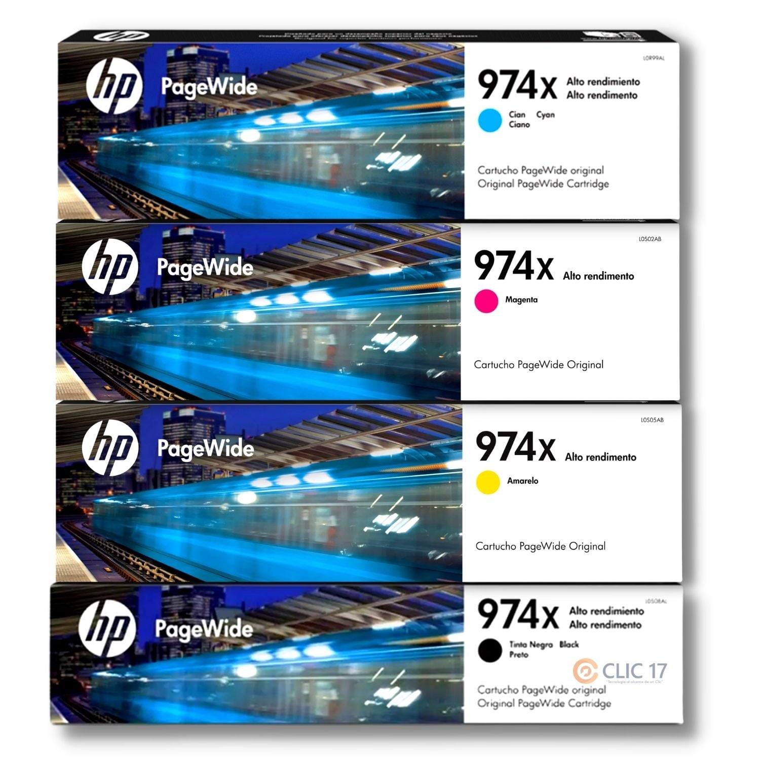 KIT TINTA HP 974XL CYAN, MAGENTA, AMARILLO, NEGRO ORIGINAL - 1