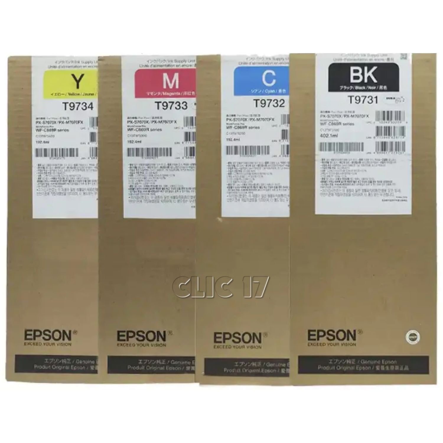 KIT TINTA EPSON T973 NEGRO CIAN MAGENTA AMARILLO ORIGINAL - 1