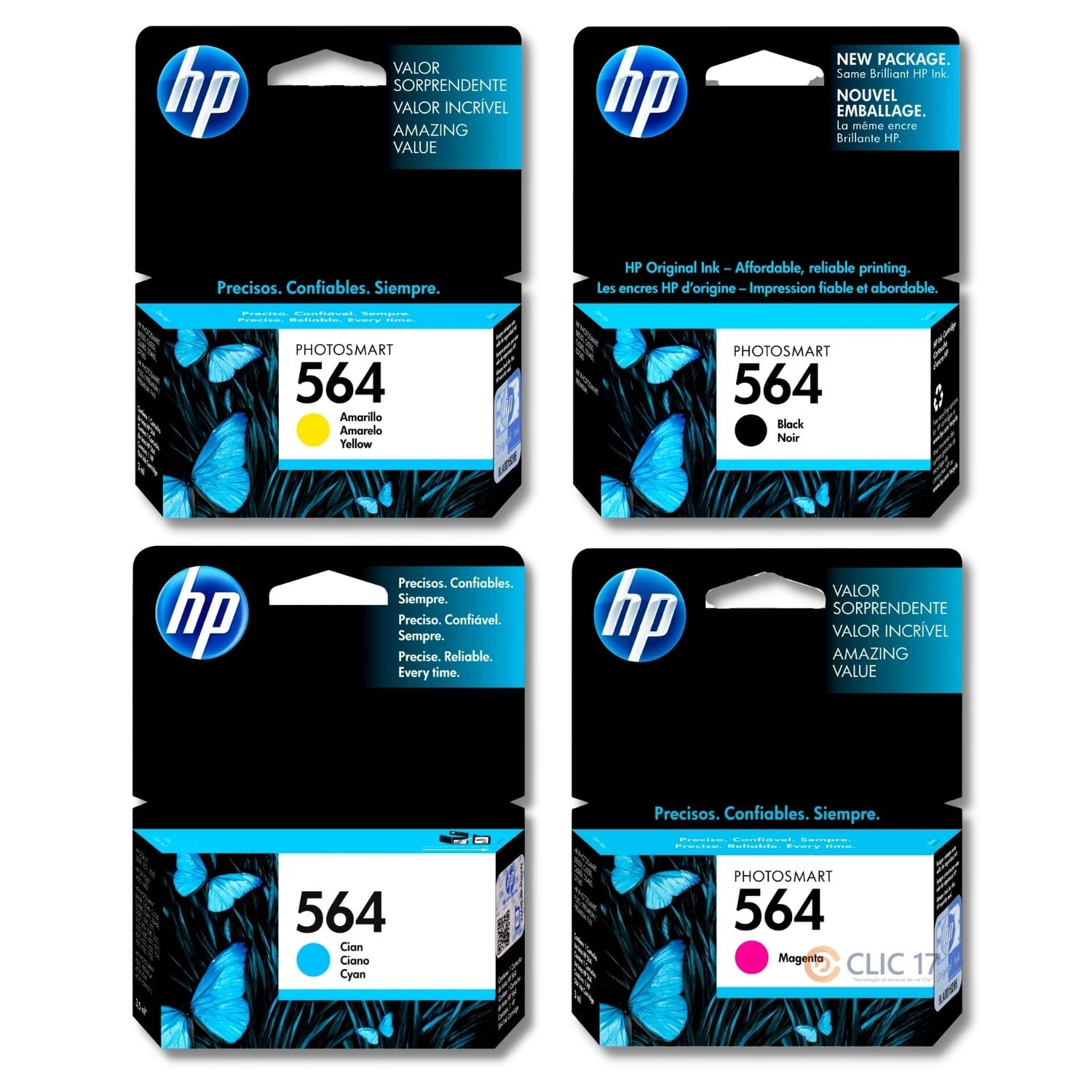 KIT TINTA HP 564 CYAN, MAGENTA, AMARILLO, NEGRO ORIGINAL - 1