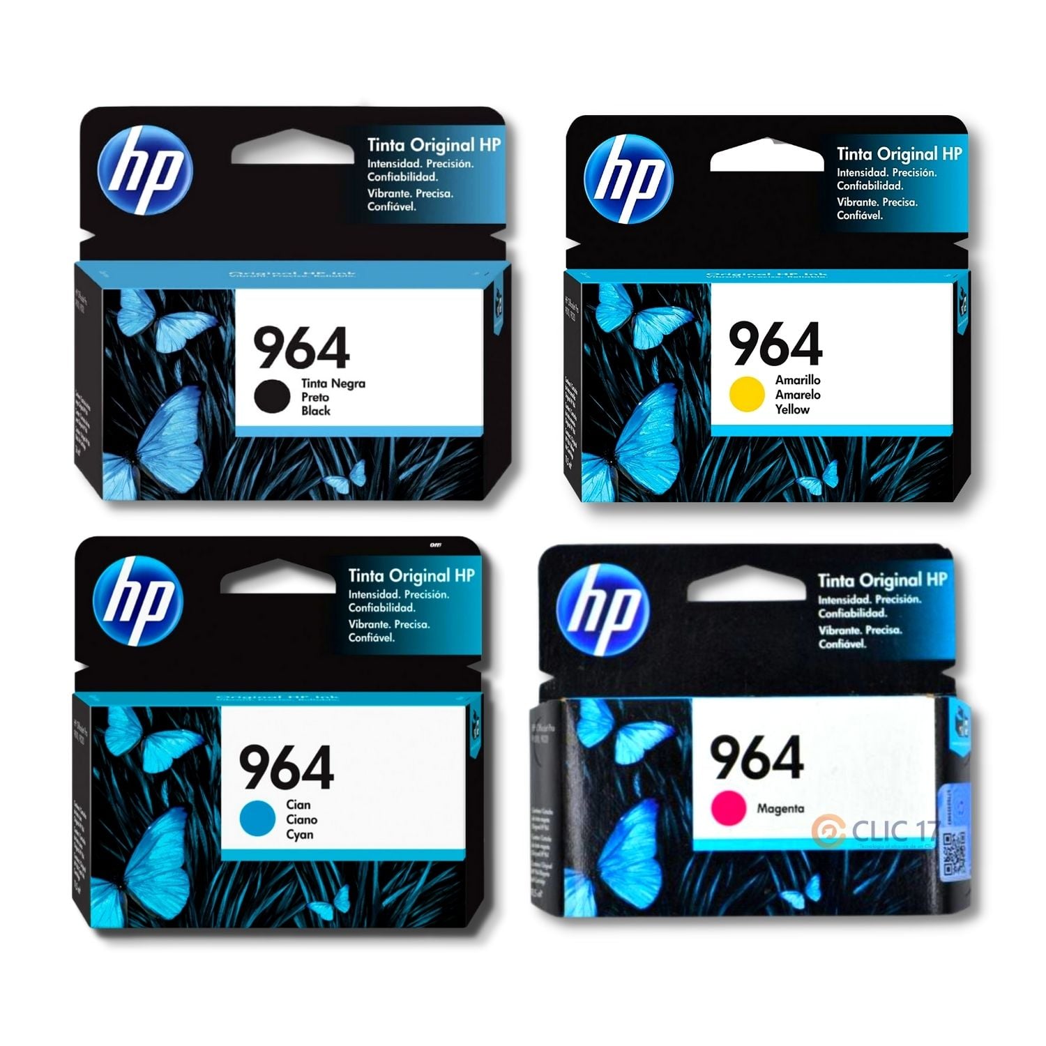 KIT TINTA HP 964 CYAN, MAGENTA, AMARILLO, NEGRO ORIGINAL - 1