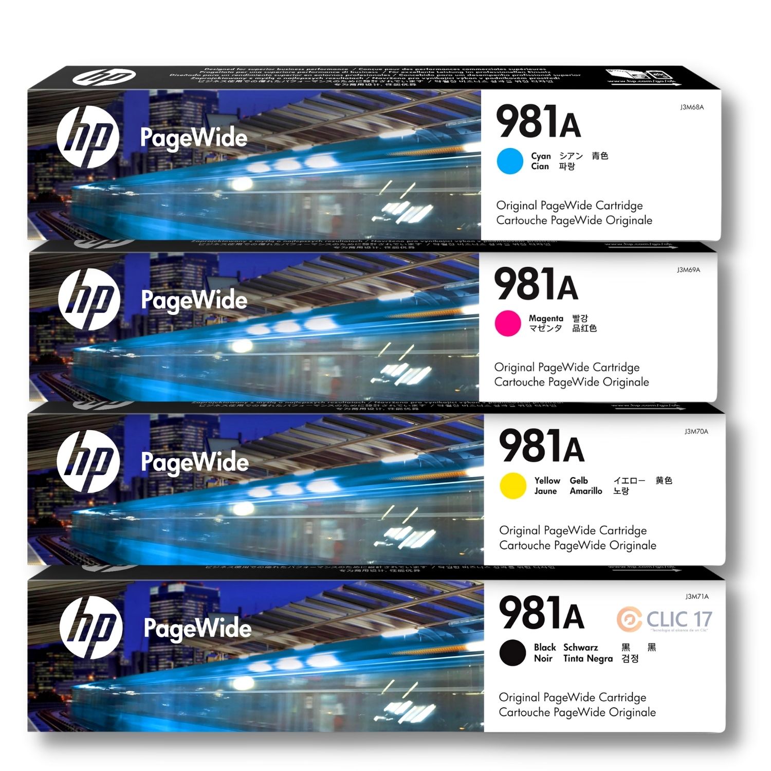 KIT TINTA HP 981A CYAN, MAGENTA, AMARILLO, NEGRO ORIGINAL - 1