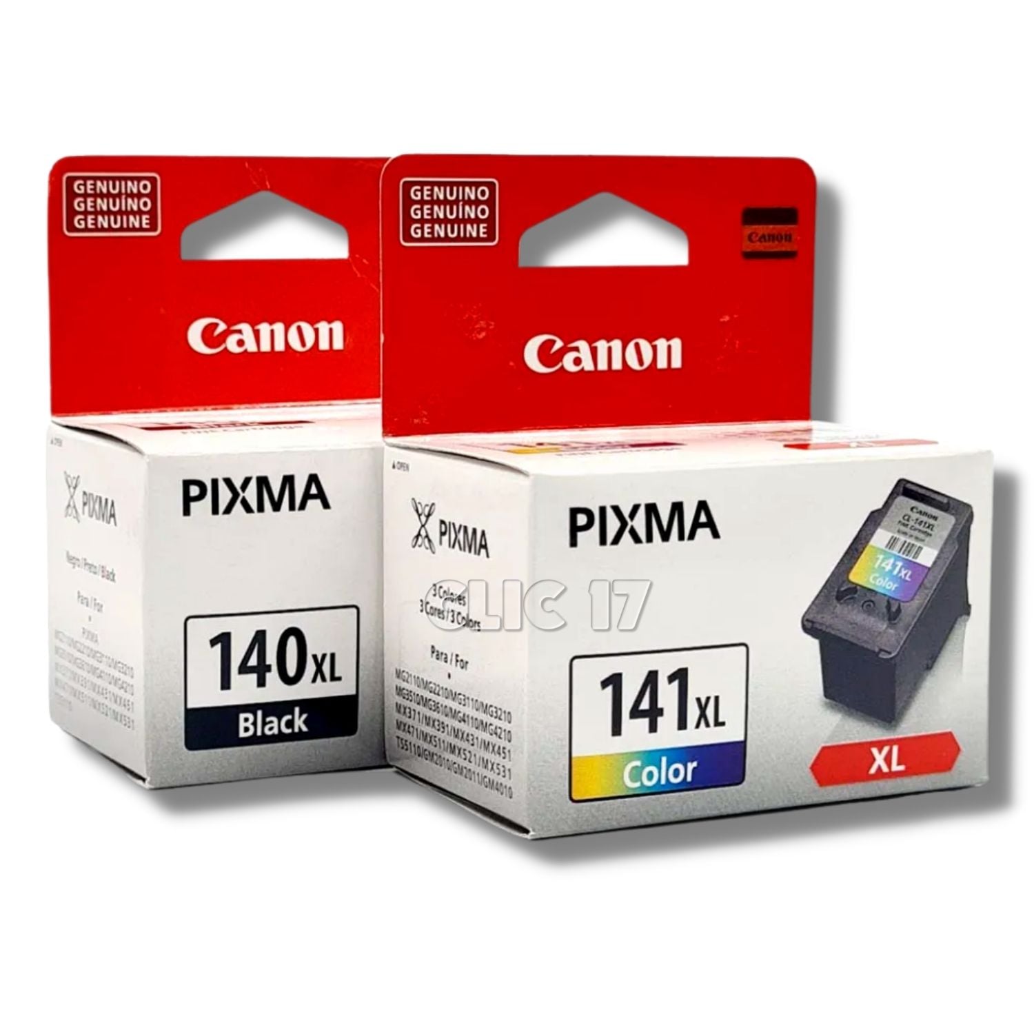 KIT TINTA CANON 140XL, 141XL NEGRO, TRICOLOR ORIGINAL - 1