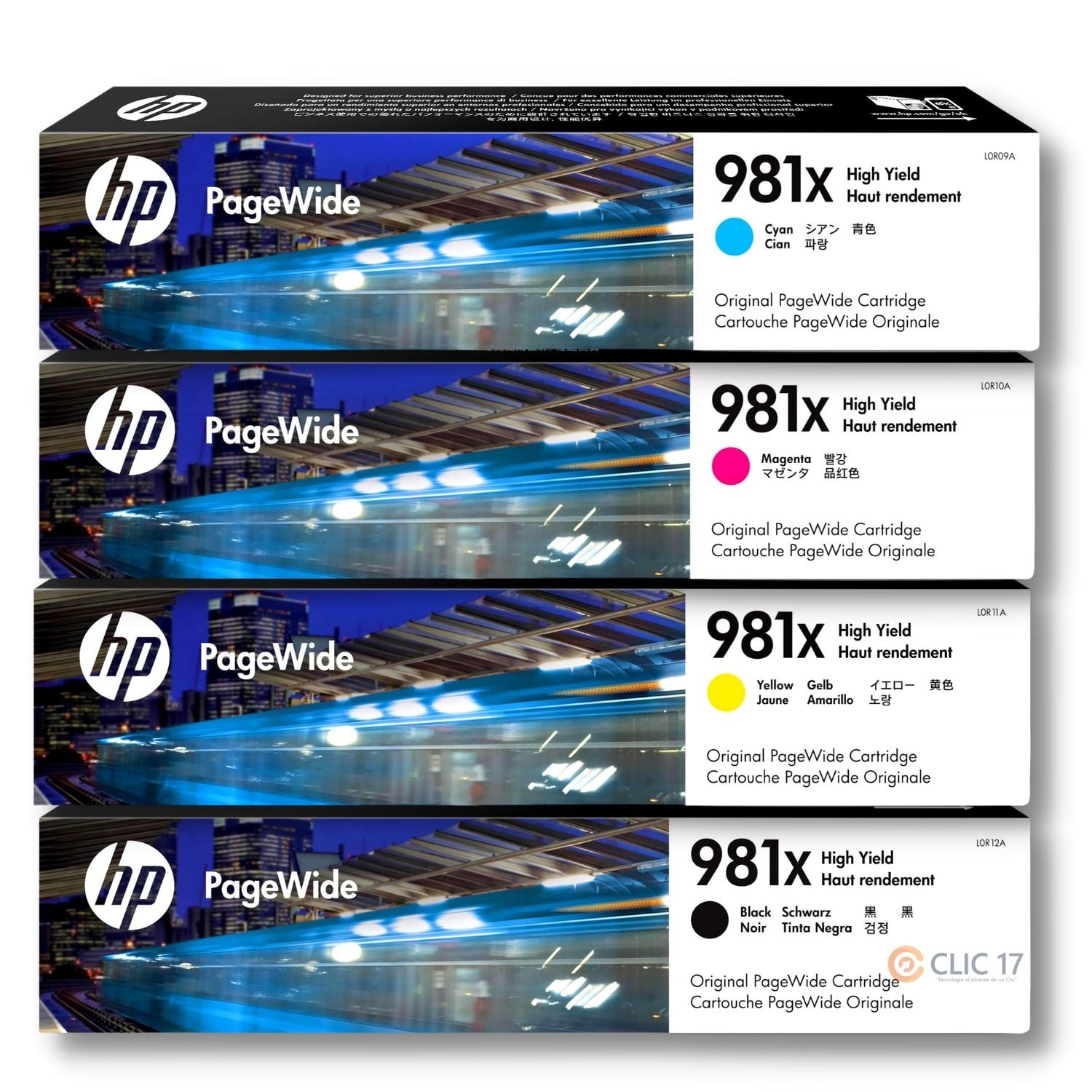 KIT TINTA HP 981X CYAN, MAGENTA, AMARILLO, NEGRO ORIGINAL - 1