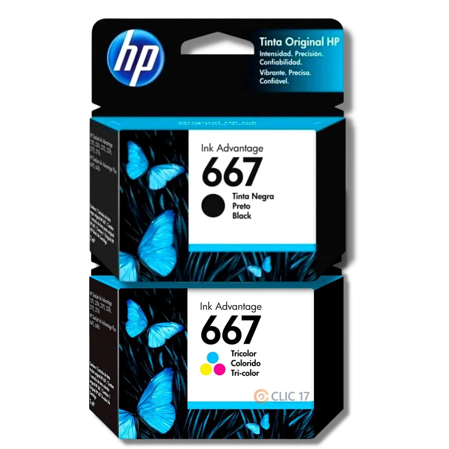 TINTA HP 667 NEGRO Y TRICOLOR ORIGINAL - 1