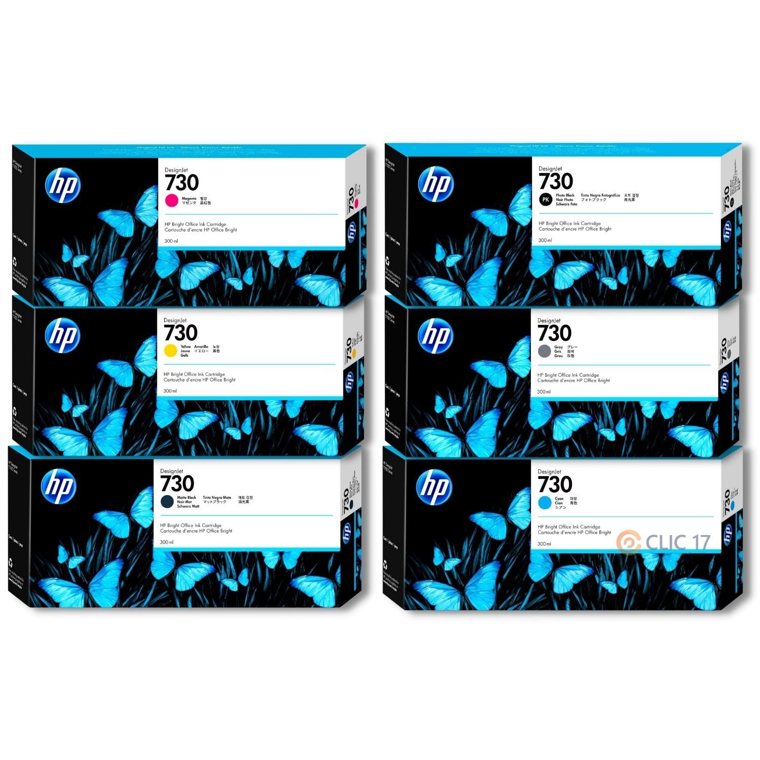 TINTA HP 730 300ML PACK DE 6 COLORES ORIGINAL - 1