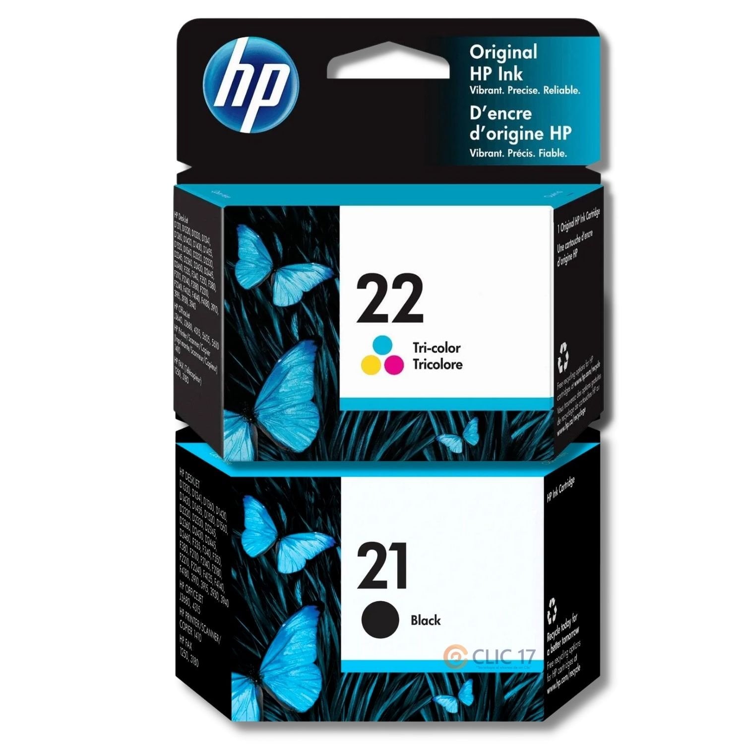 TINTA HP 21 22 NEGRO TRICOLOR ORIGINAL - 1