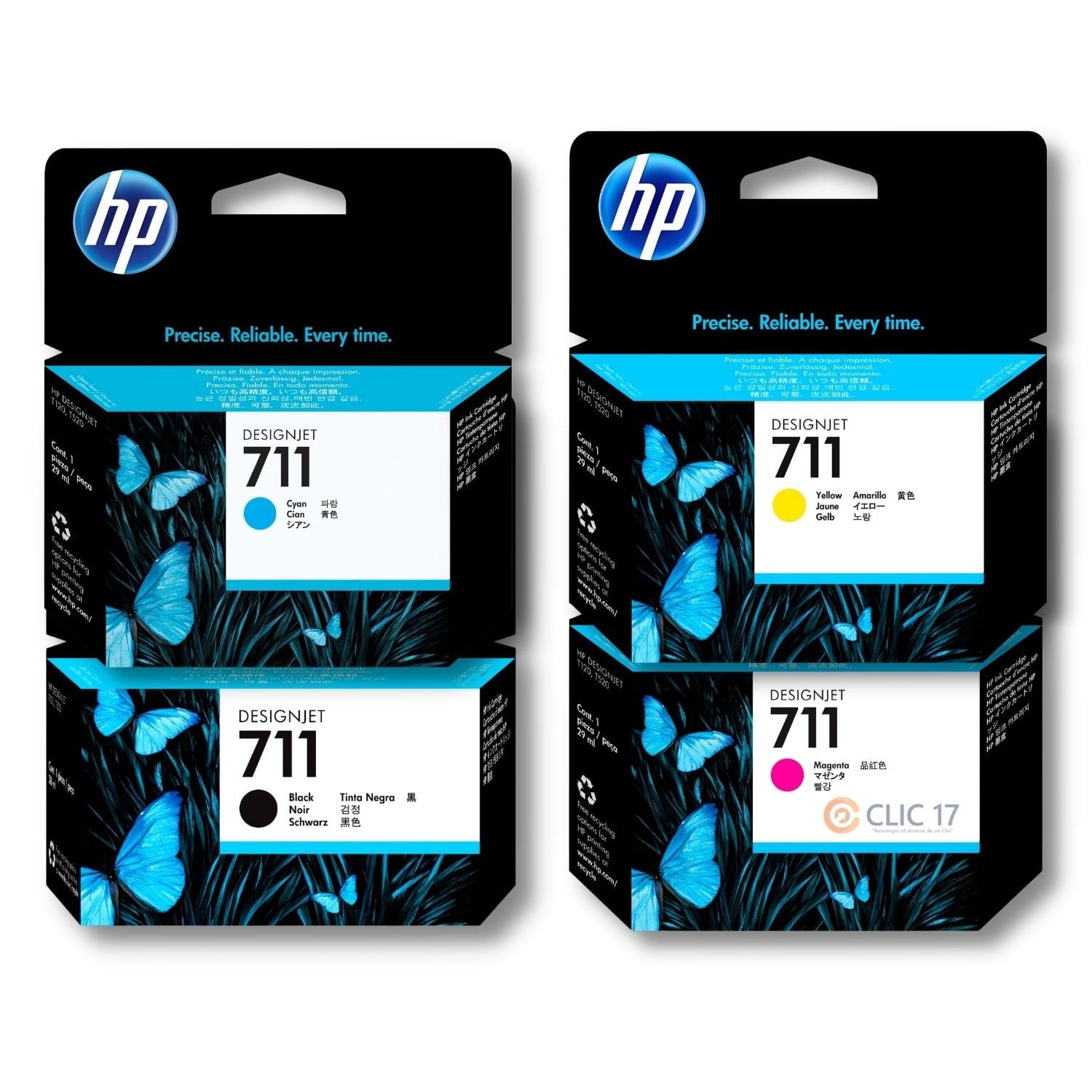 TINTA HP 711 COLORES 29ML NEGRO 38ML PACK DE 4 COLORES ORIGINAL - 1