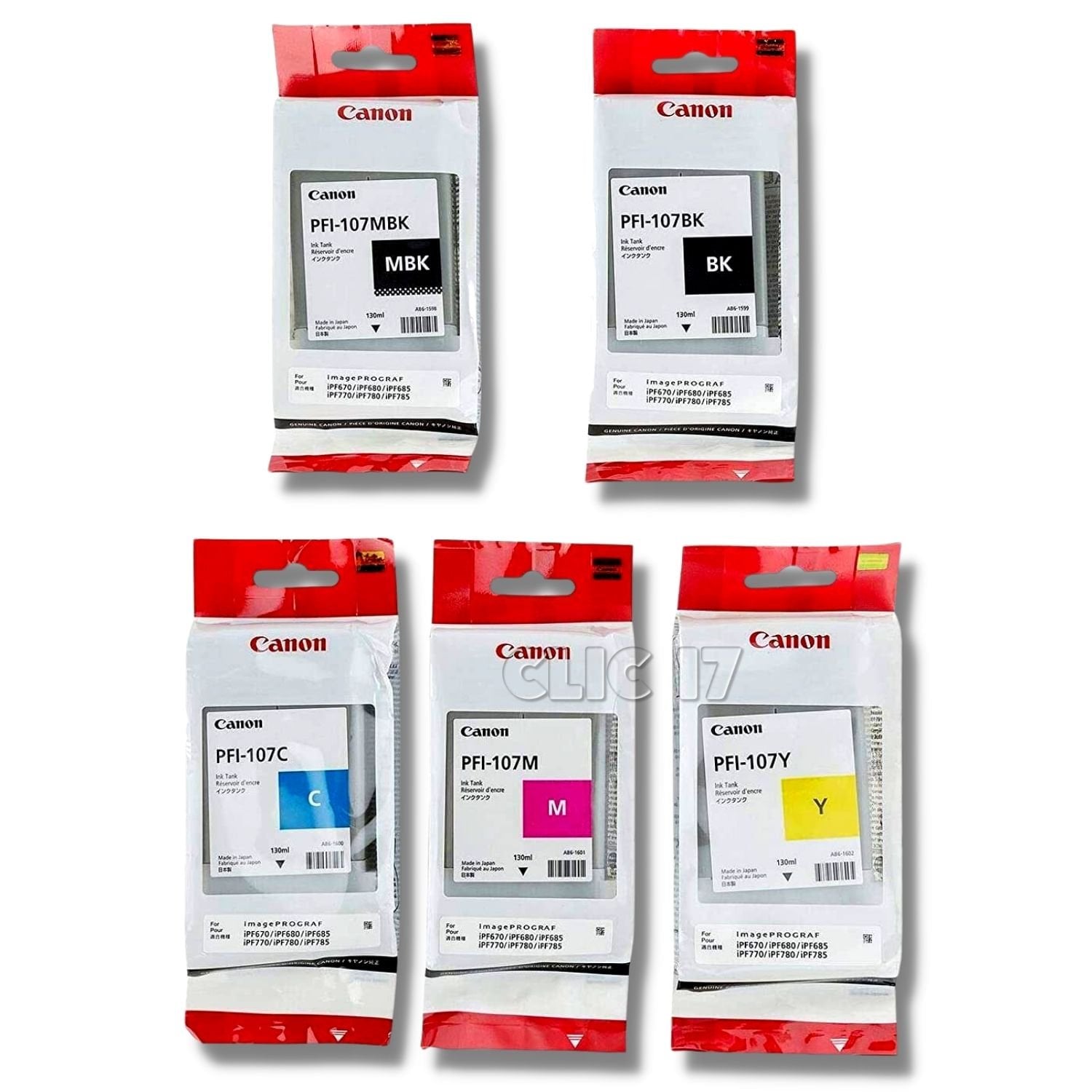 TINTA CANON PFI-107 X5 COLORES ORIGINAL - 1
