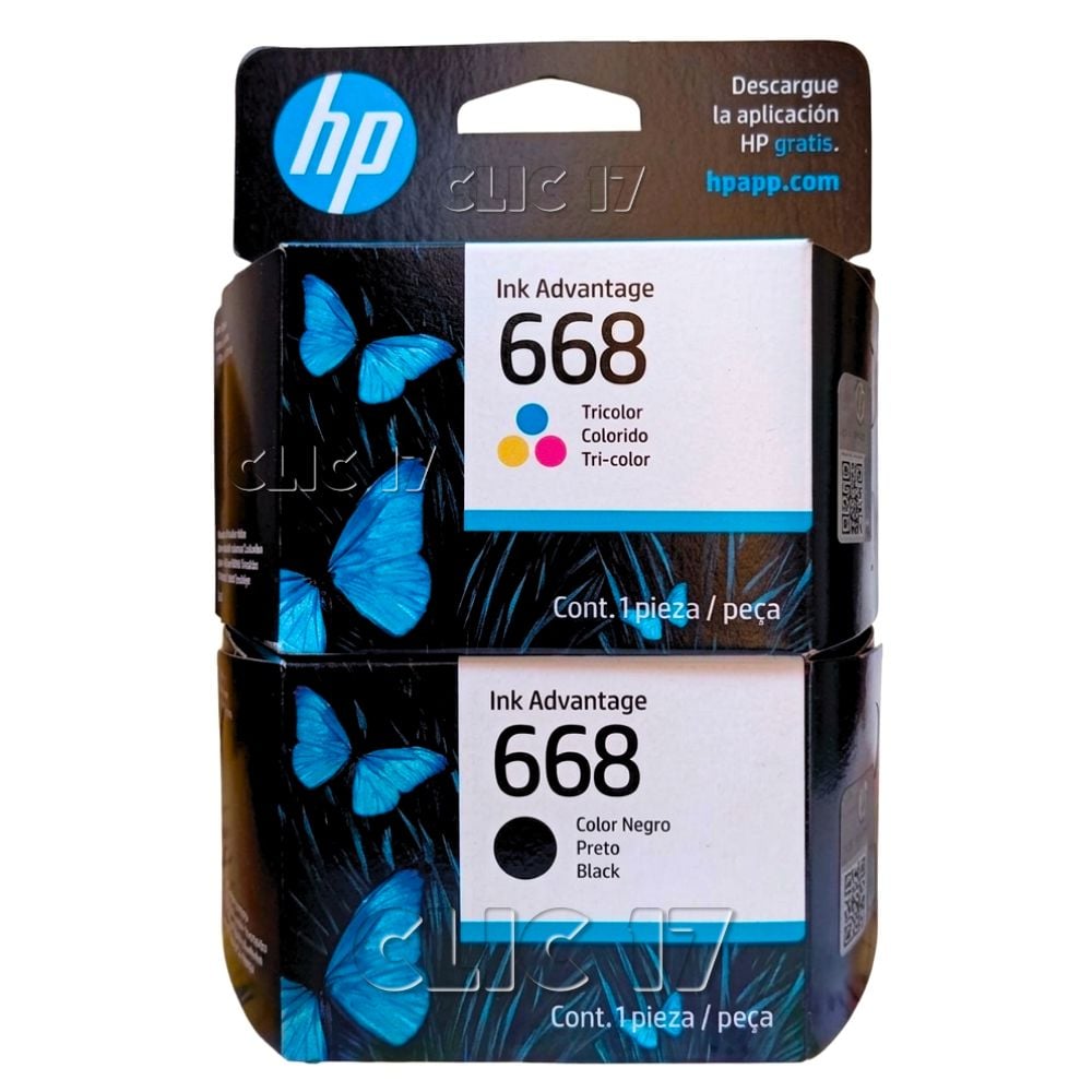 TINTA HP 668 DJ 2975 4375 PACK DE 2 COLORES  GENUINO - 1