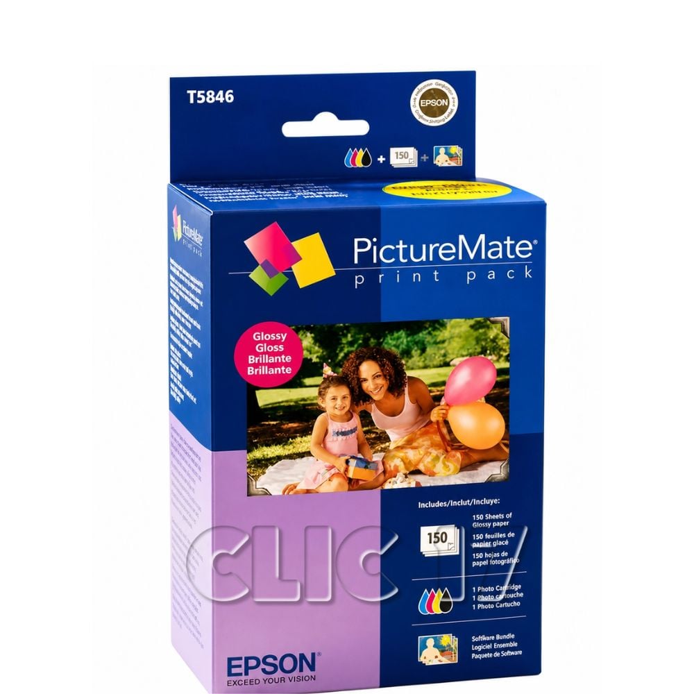TINTA EPSON T5846 Y PAPEL FOTOGRAFICO GENUINO - 1