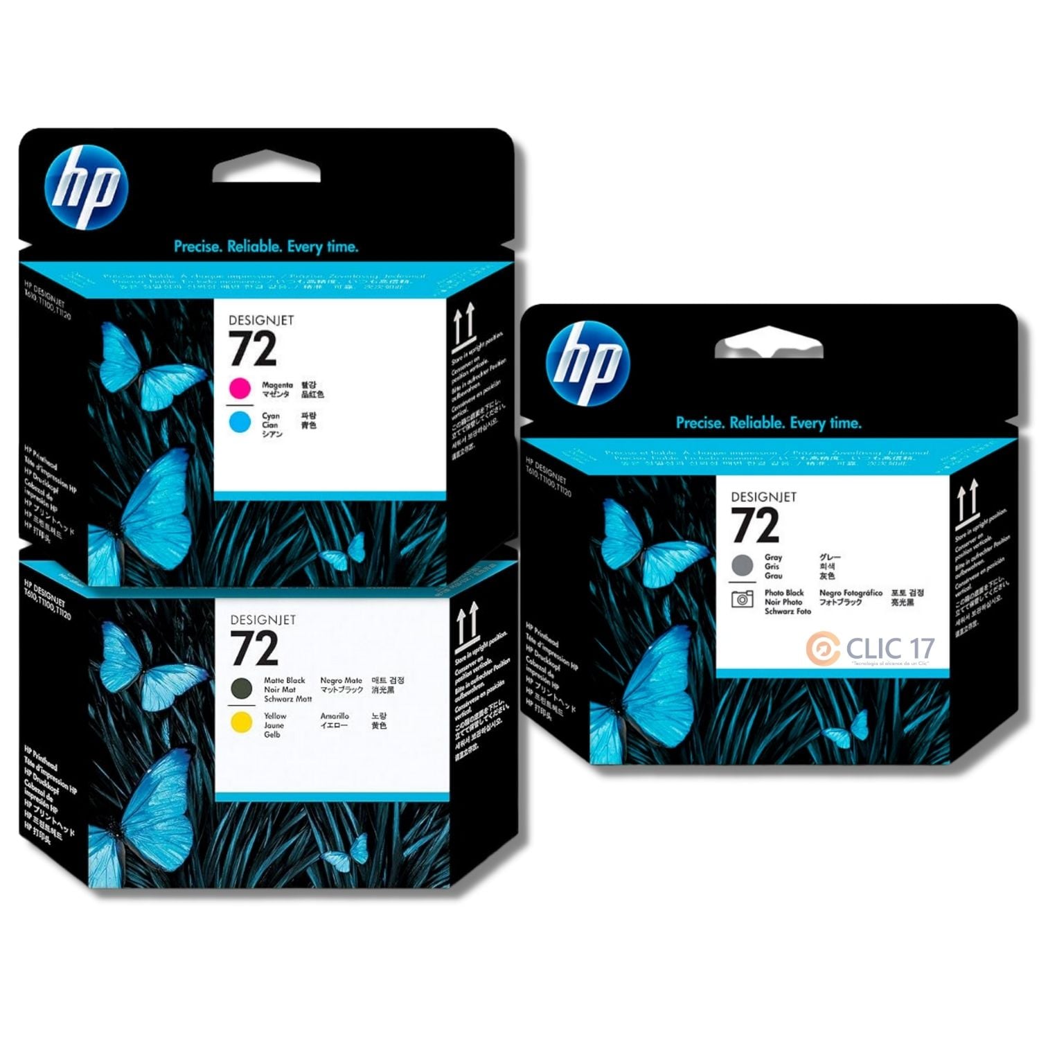 KIT CABEZAL HP 72 MATE BLACK/AMARILLO, GRAY/PHOTO BLACK, MAGENTA/CIAN - 2