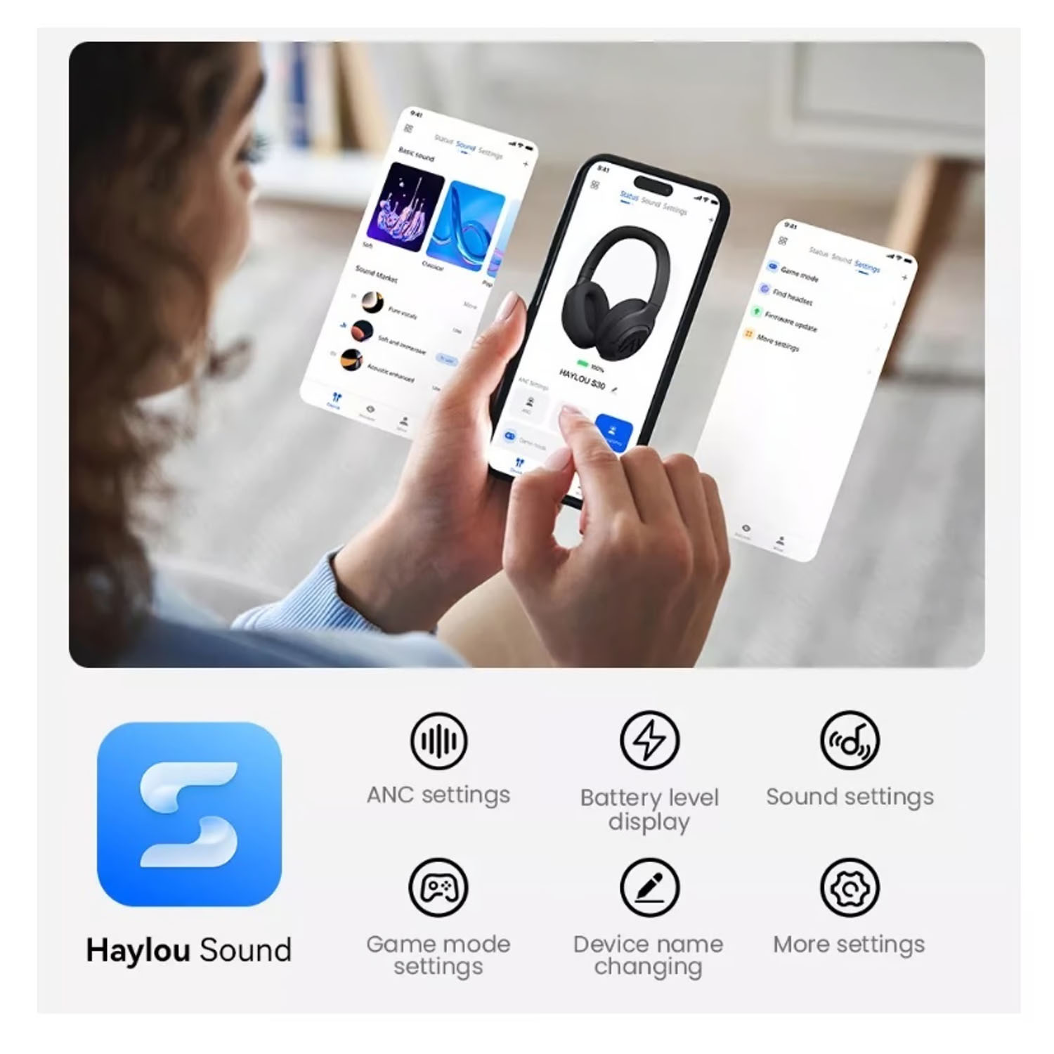 AUDÍFONOS BLUETOOTH HAYLOU S30 PRO ANC HYBRID HI-RES - 3