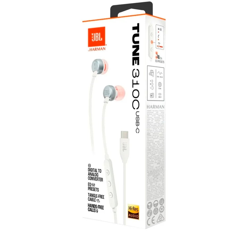 AUDÍFONOS JBL USB-C TUNE 310C CON MICRÓFONO CONECTOR BLANCO - 1