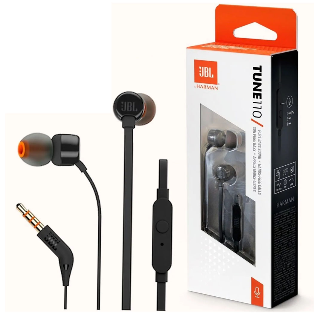 AUDÍFONO JBL TUNE 110 IN EAR NEGRO CON MICRÓFONO - 1
