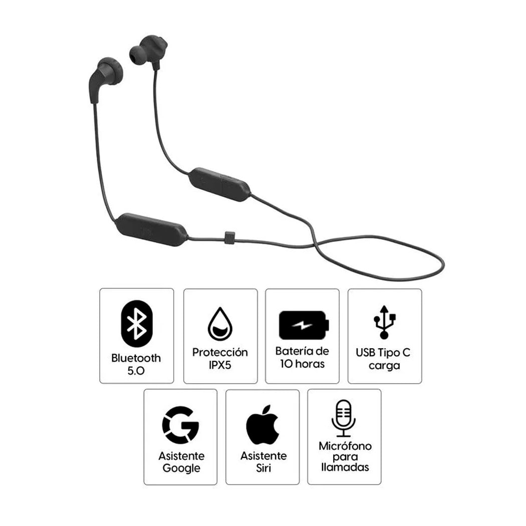 AUDÍFONOS JBL IN-EAR BLUETOOTH ENDURANCE RUN 2 BACK - 1