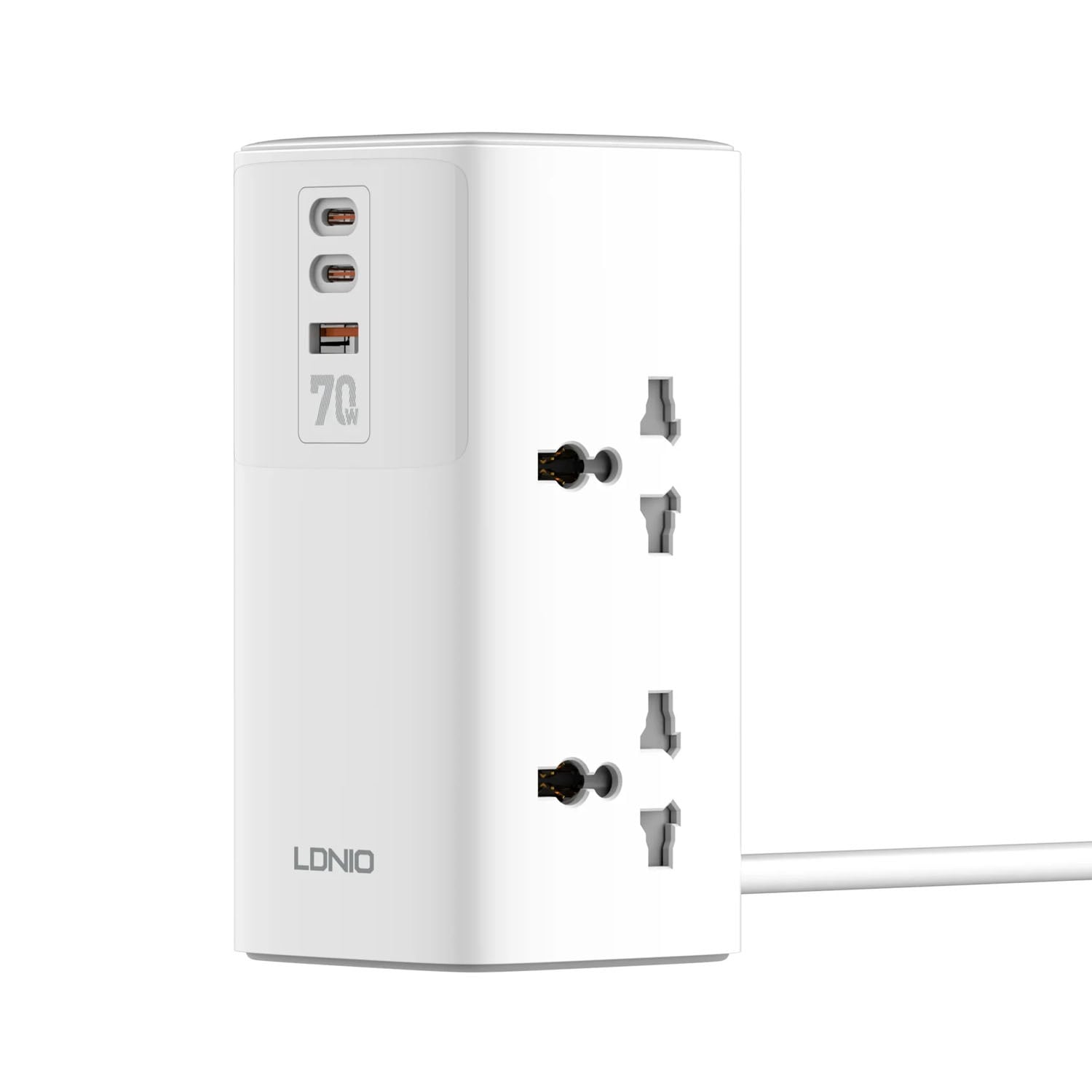 TOMACORRIENTE EXTENSIÓN CARGA RAPIDA 70W LDNIO USB SC4383 BLANCO - 2