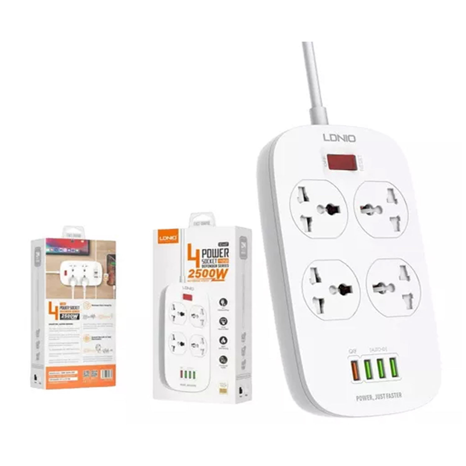 EXTENSIÓN LDNIO SC4407 4 TOMAS 2500W, 4 USB CON QC 3.0 Y PD 3.0,2 METROS - 1