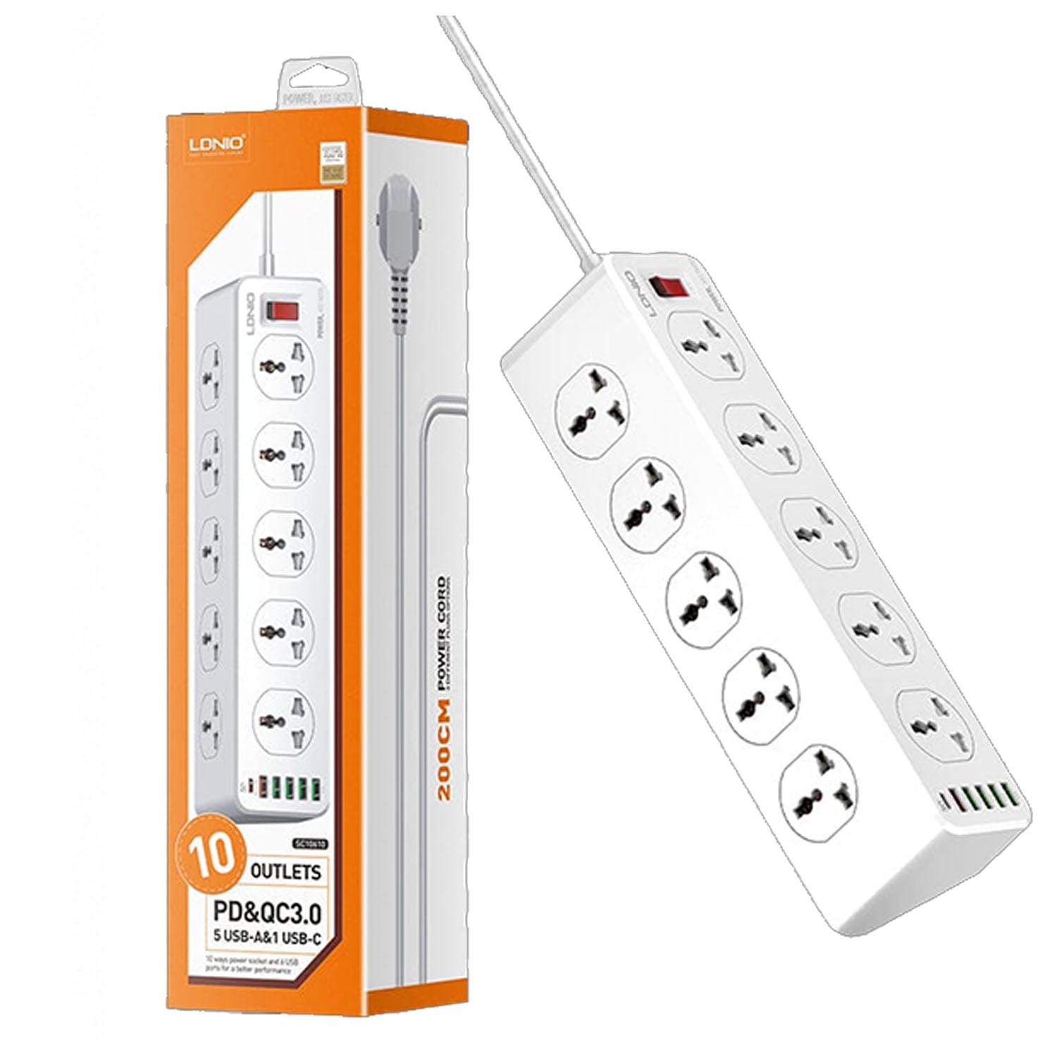 REGLETA DE 10 ENCHUFES + 4 USB PD 20W SC10610 COLOR BLANCO - 1