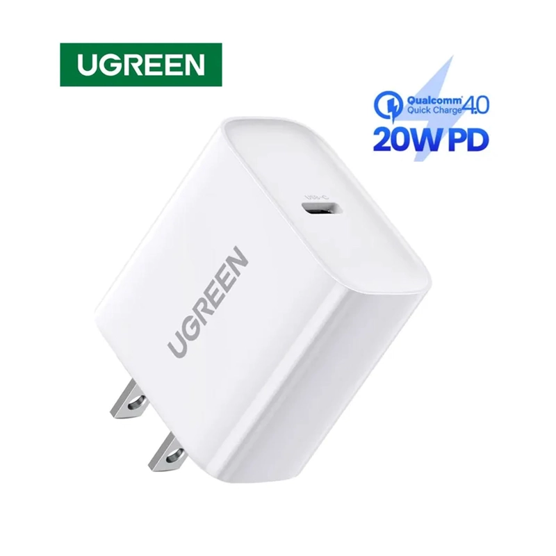 CARGADOR PARA USB TIPO C ENCHUFE US - 20W - UGREEN - BLANCO