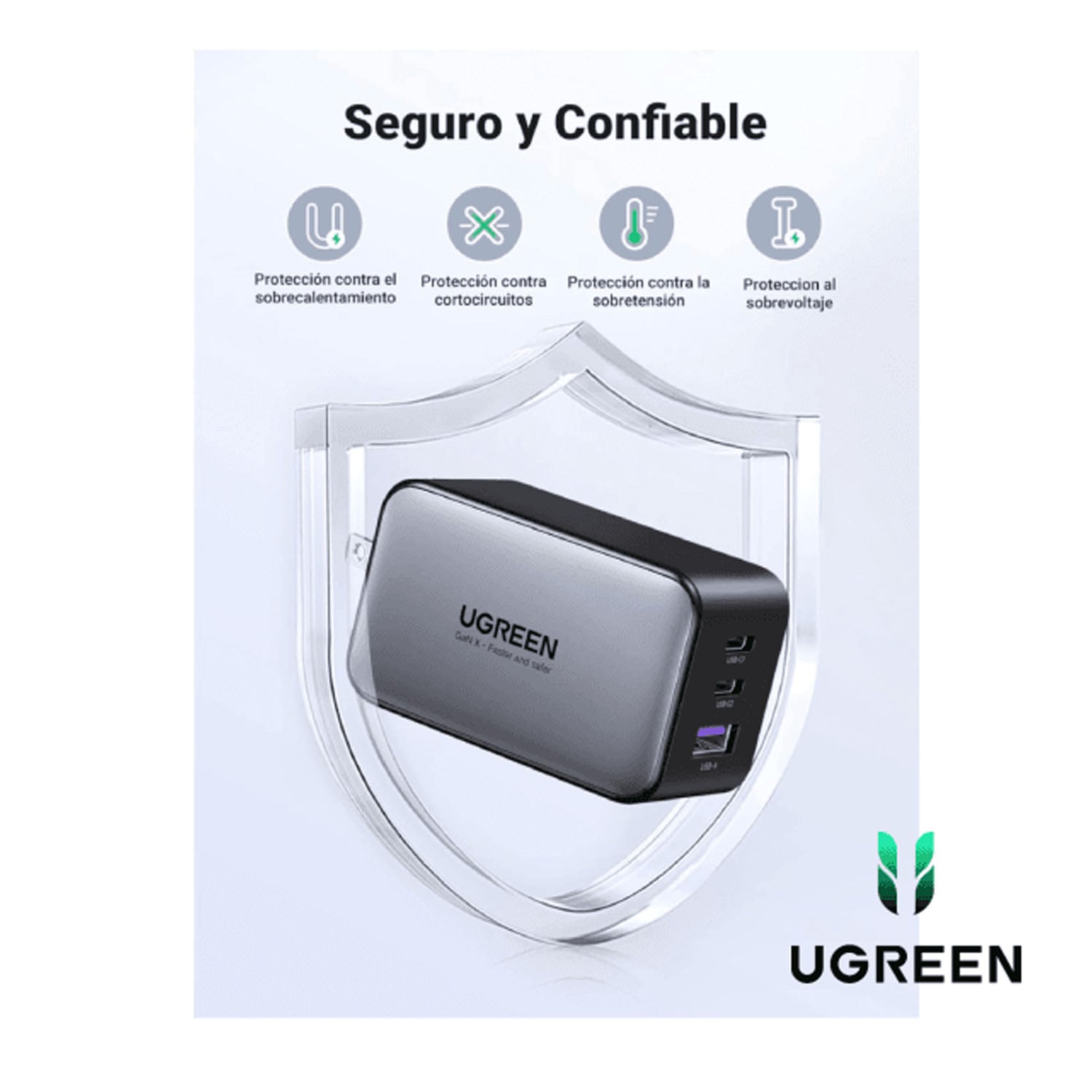 UGREEN 10334 CD244 CARGADOR RAPIDO DE CELULAR 65W NEXODE COLOR GRIS - 2