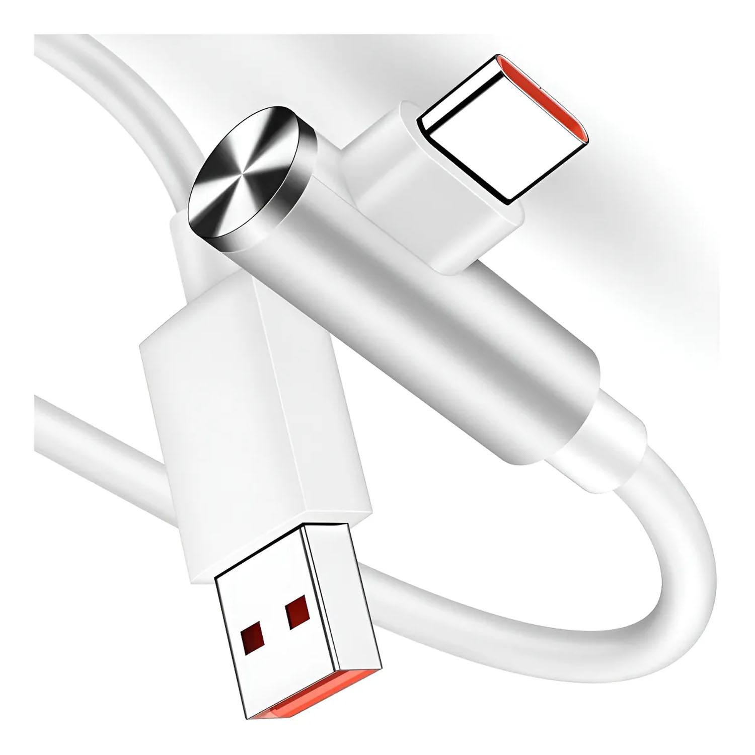CABLE TIPO C 90° CARGA RÁPIDA 6A 33W 67W 120W 150CM BLANCO - 1