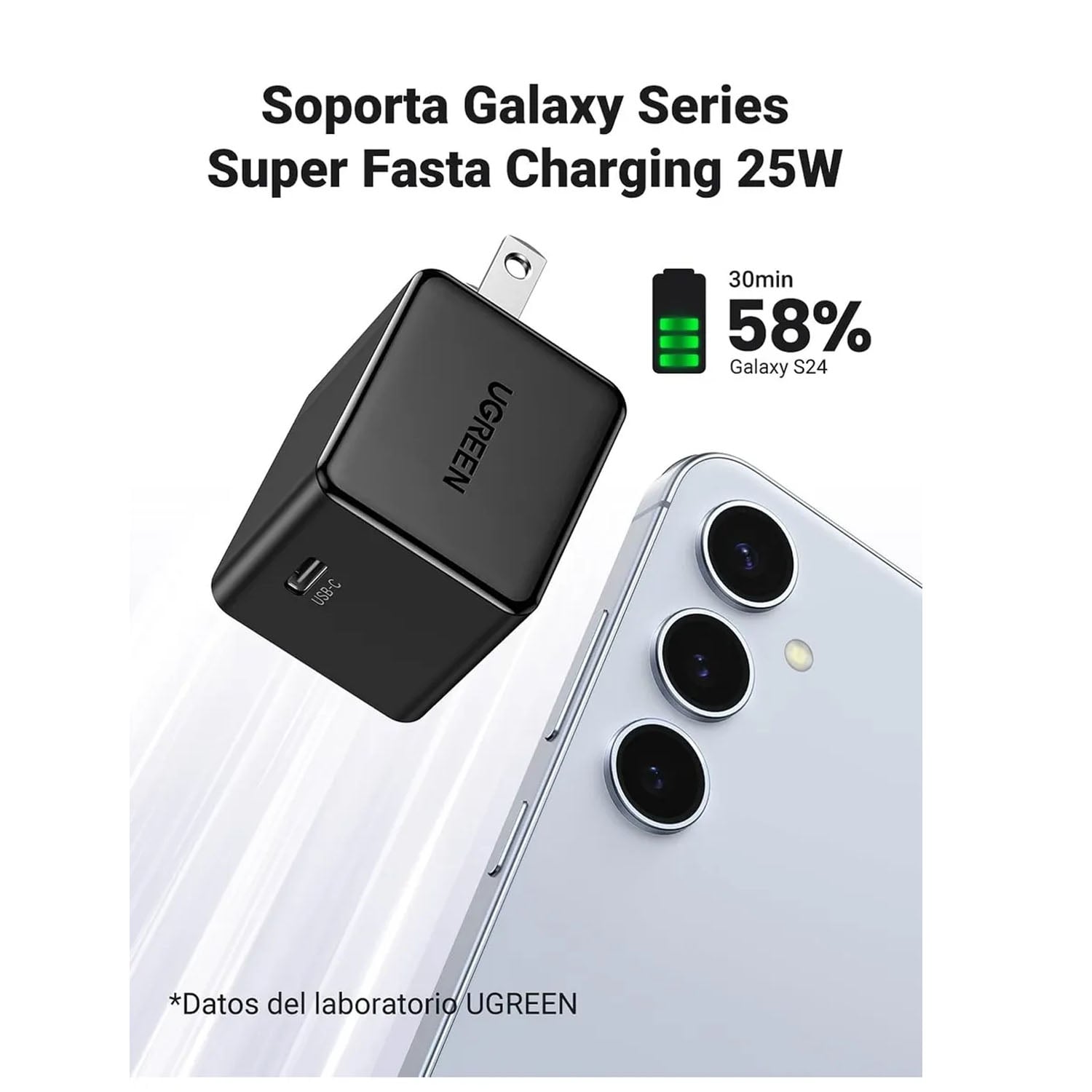 UGREEN CARGADOR USB C 25W DE PARED+CABLE USB-C 50576 NEGRO - 3