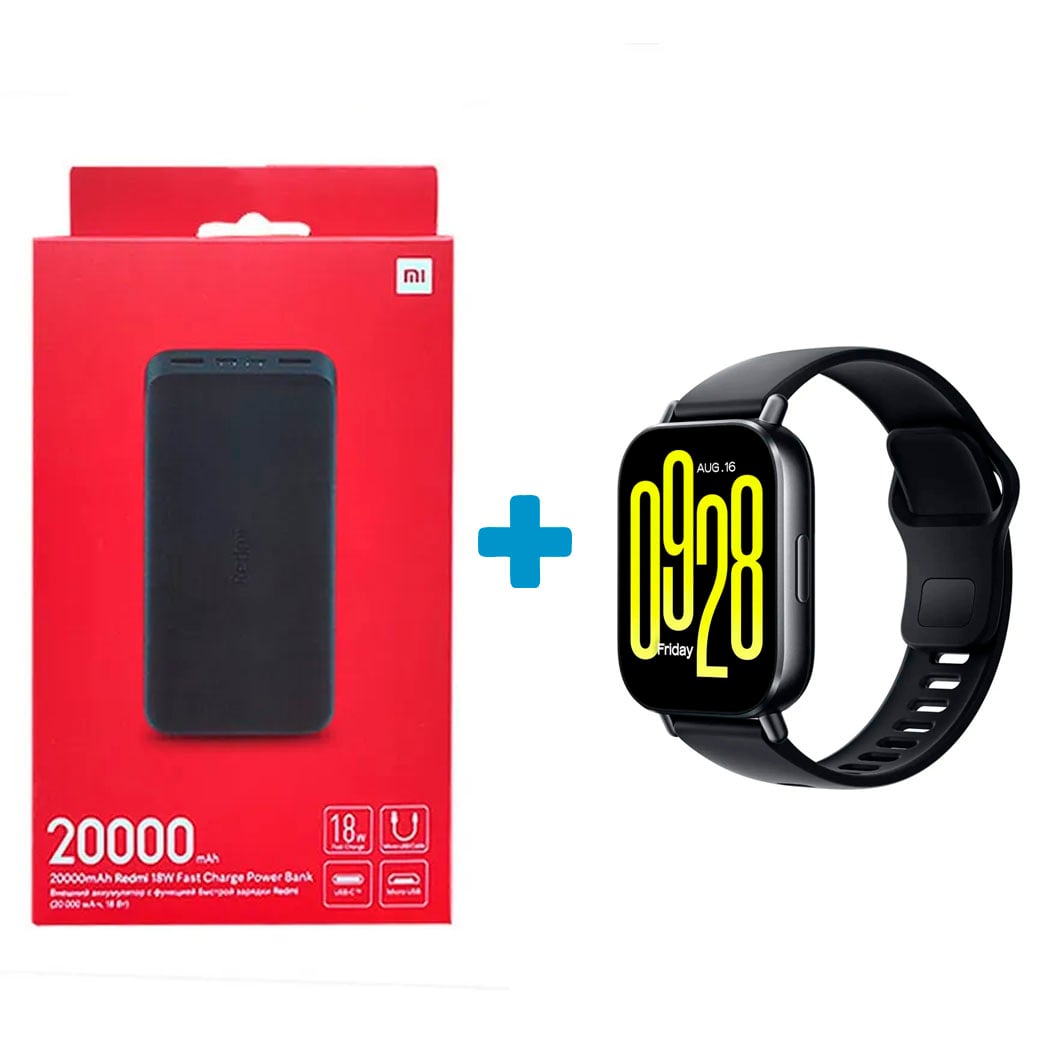 POWER BANK 20000 MAH 18W + SMARTWATCH REDMI WATCH 5 ACTIVE BLACK - 1