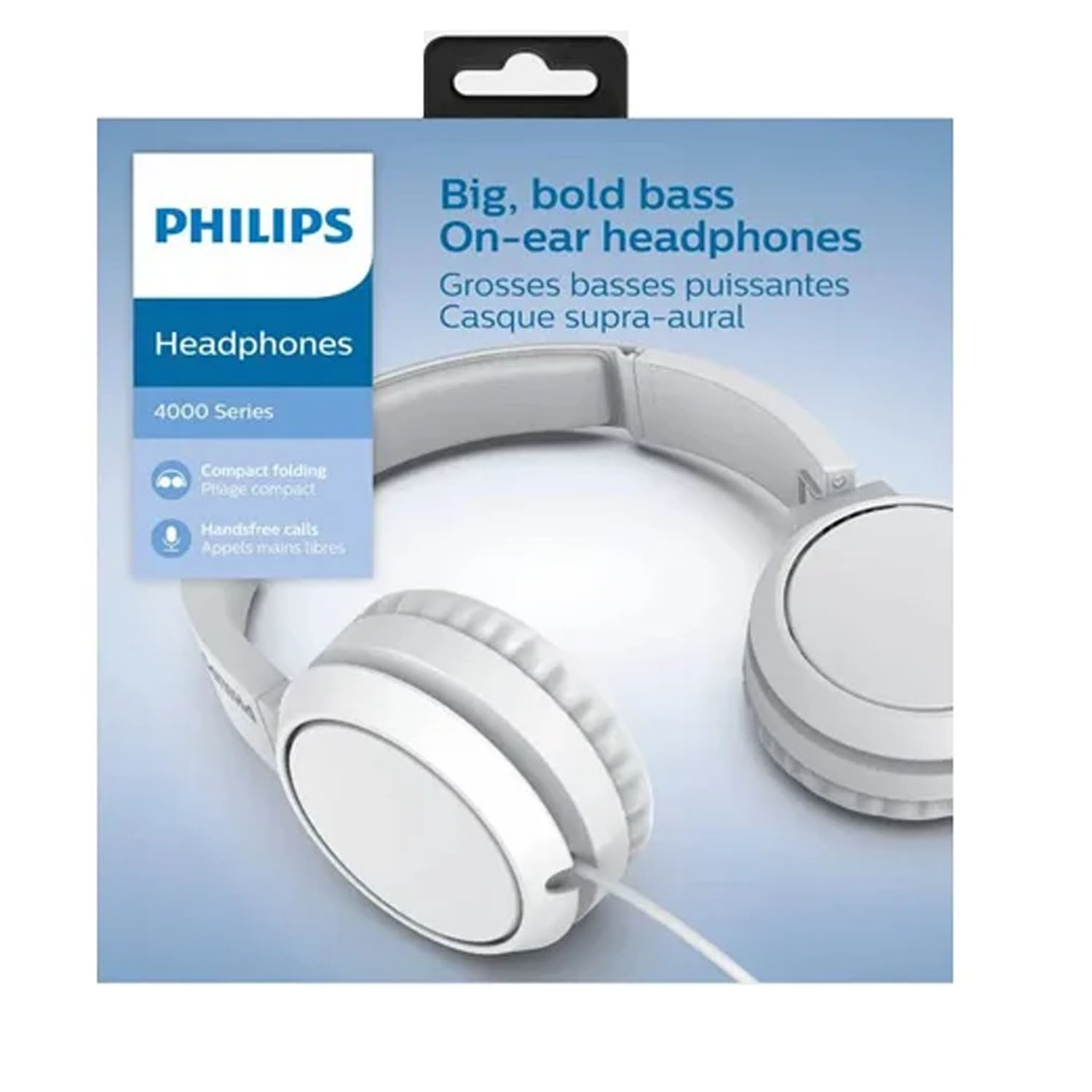 AUDÍFONOS PHILIPS ON-EAR TAH4105 ON EAR BASS 3.5MM C/MICRO BLANCO - 1