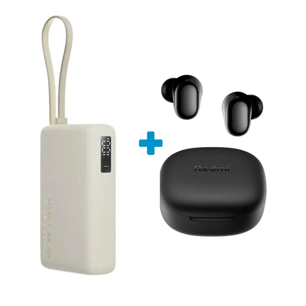 AUDÍFONOS XIAOMI REDMI BUDS 6 PLAY + POWER BANK 20000 67W CABLE INTEGRADO - 1