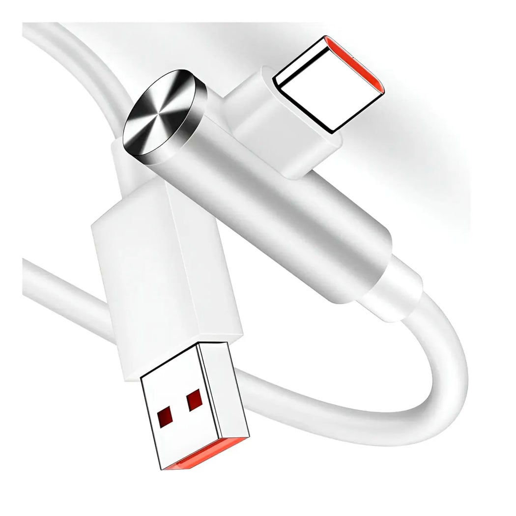 CABLE TIPO C 90° CARGA RÁPIDA 6A 33W 67W 120W 180CM BLANCO - 1