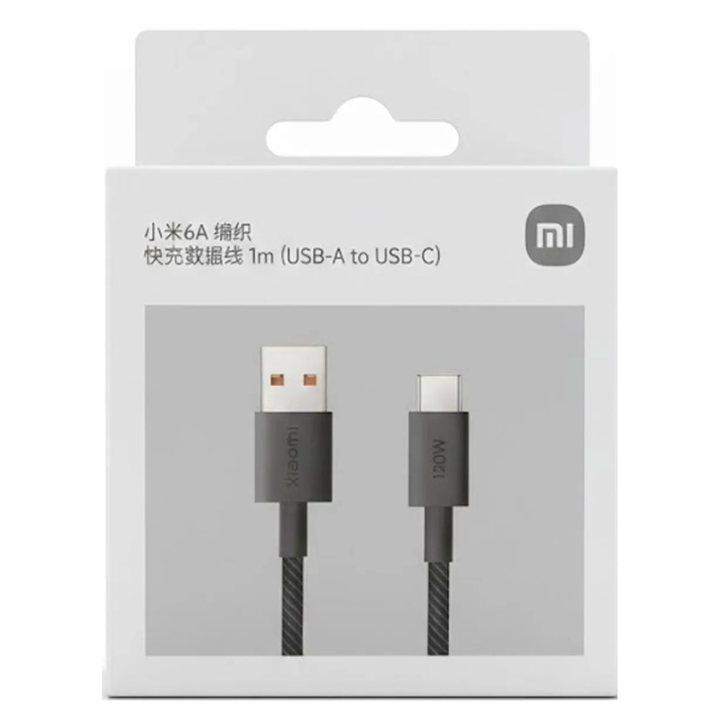 CABLE XIAOMI 6A USB-A A TIPO C NYLON TRENZADO NEGRO - 1