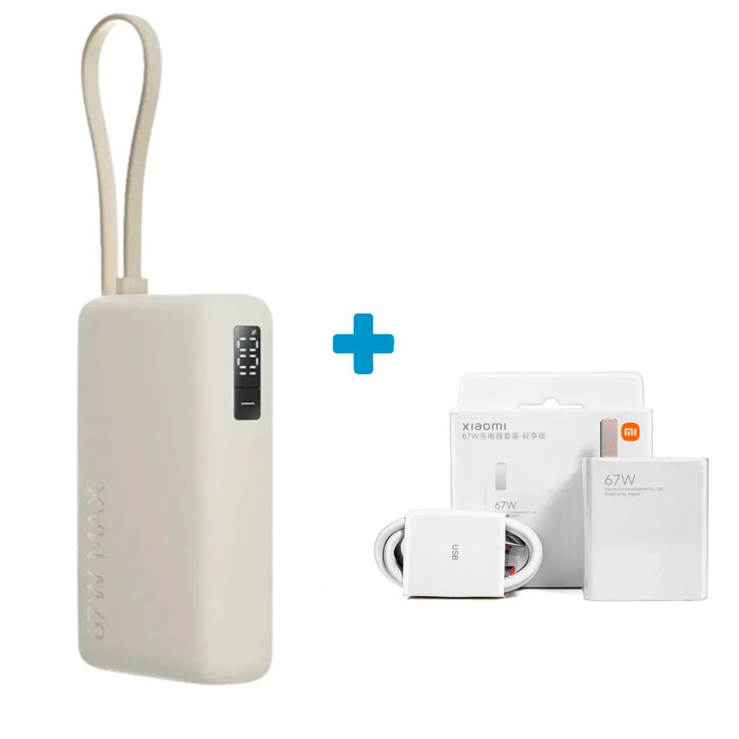 CARGADOR PORTÁTIL XIAOMI 67W 20,000 MAH + CARGADOR CARGA RAPIDA 67W - 1