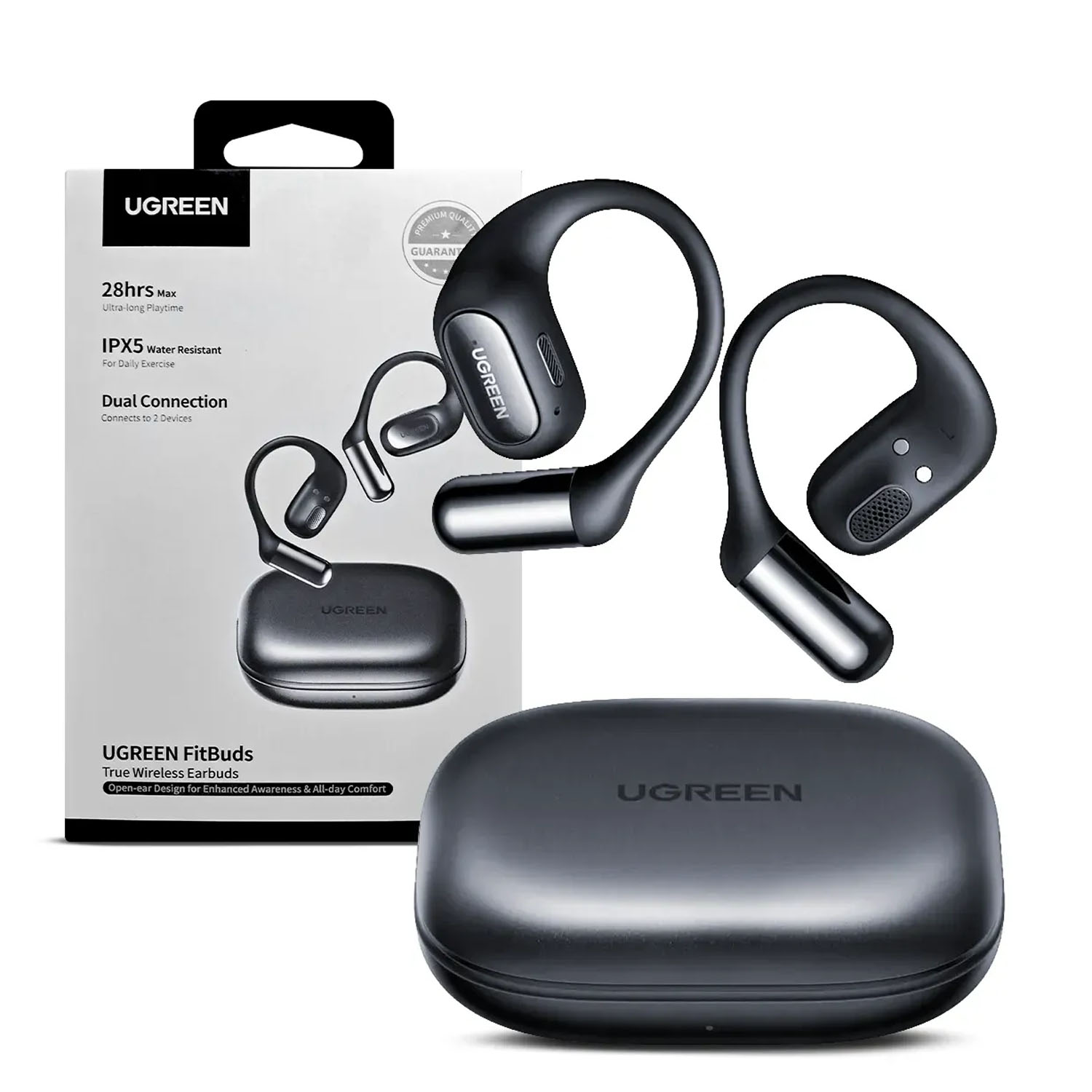 AUDIFONOS DEPORTIVOS UGREEN FITBUDS CON GANCHO OPEN EAR NEGRO - 1