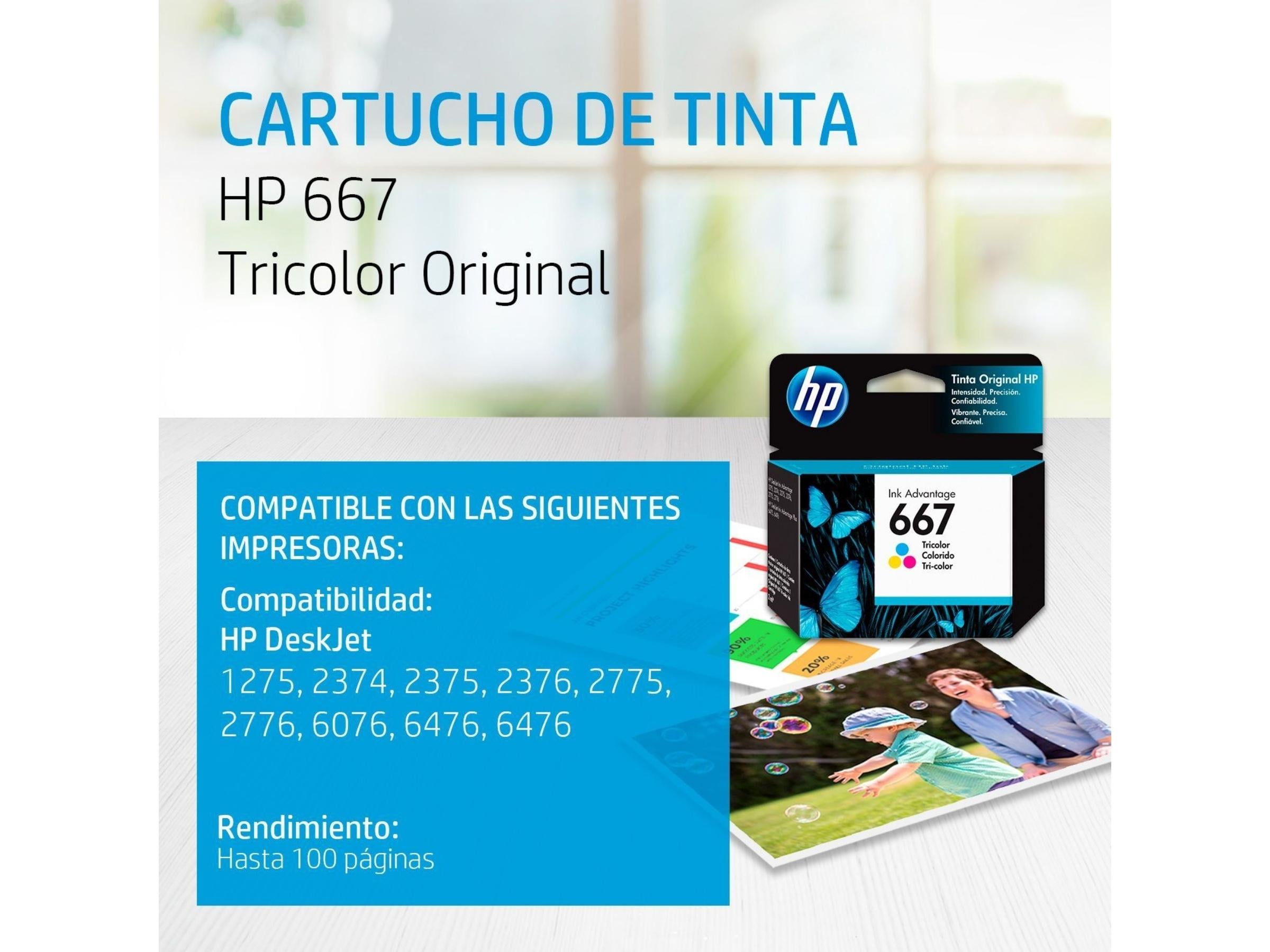 CARTUCHO DE TINTA HP 667 TRICOLOR (3YM78AL) 1275 / 2374 / 2375 / 2376 / 2775 / 2776 - 2