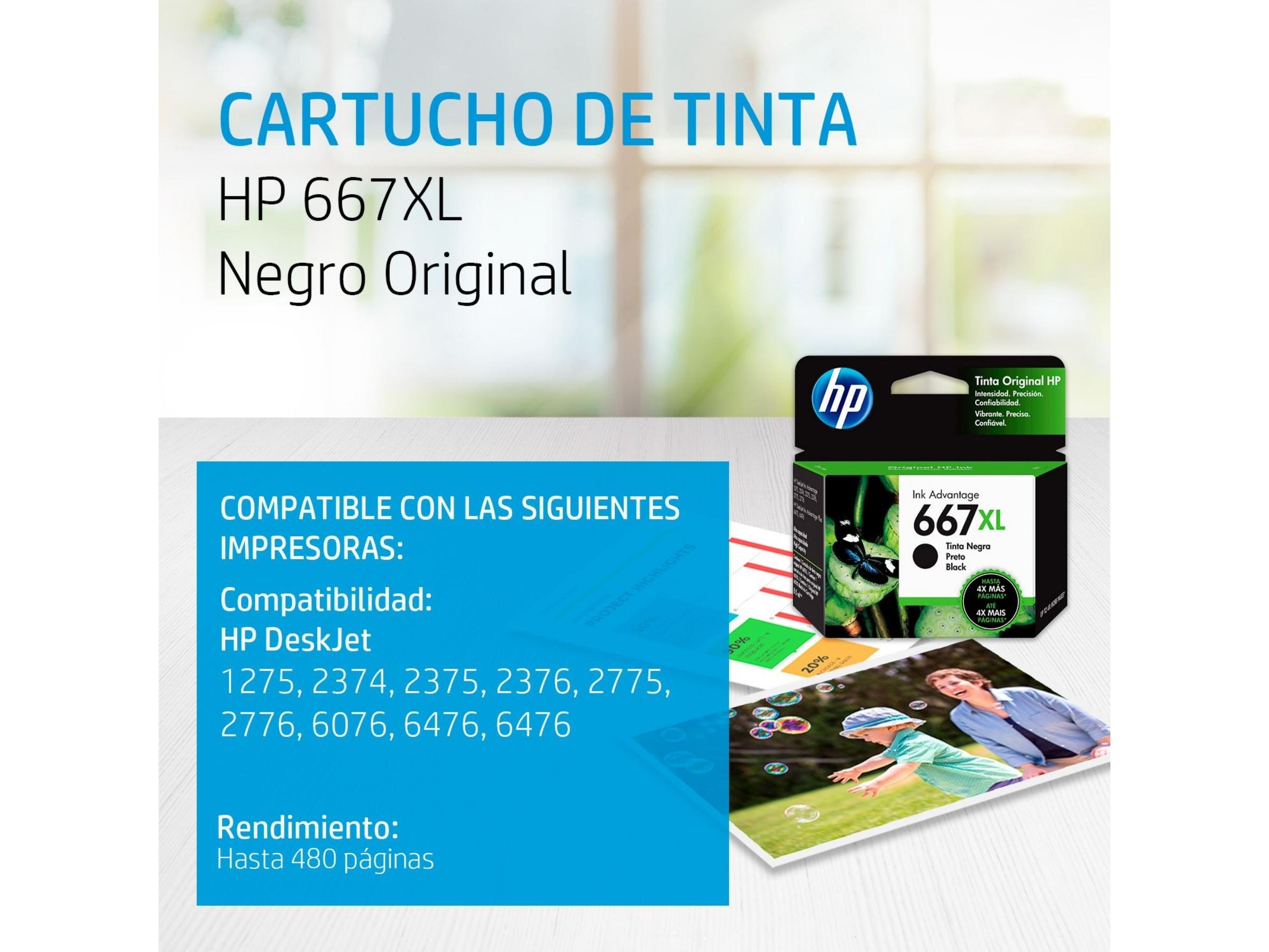 CARTUCHO DE TINTA HP 667XL BLACK (3YM81AL) 1275 / 2374 / 2375 / 2376 / 2775 / 2776 - 2