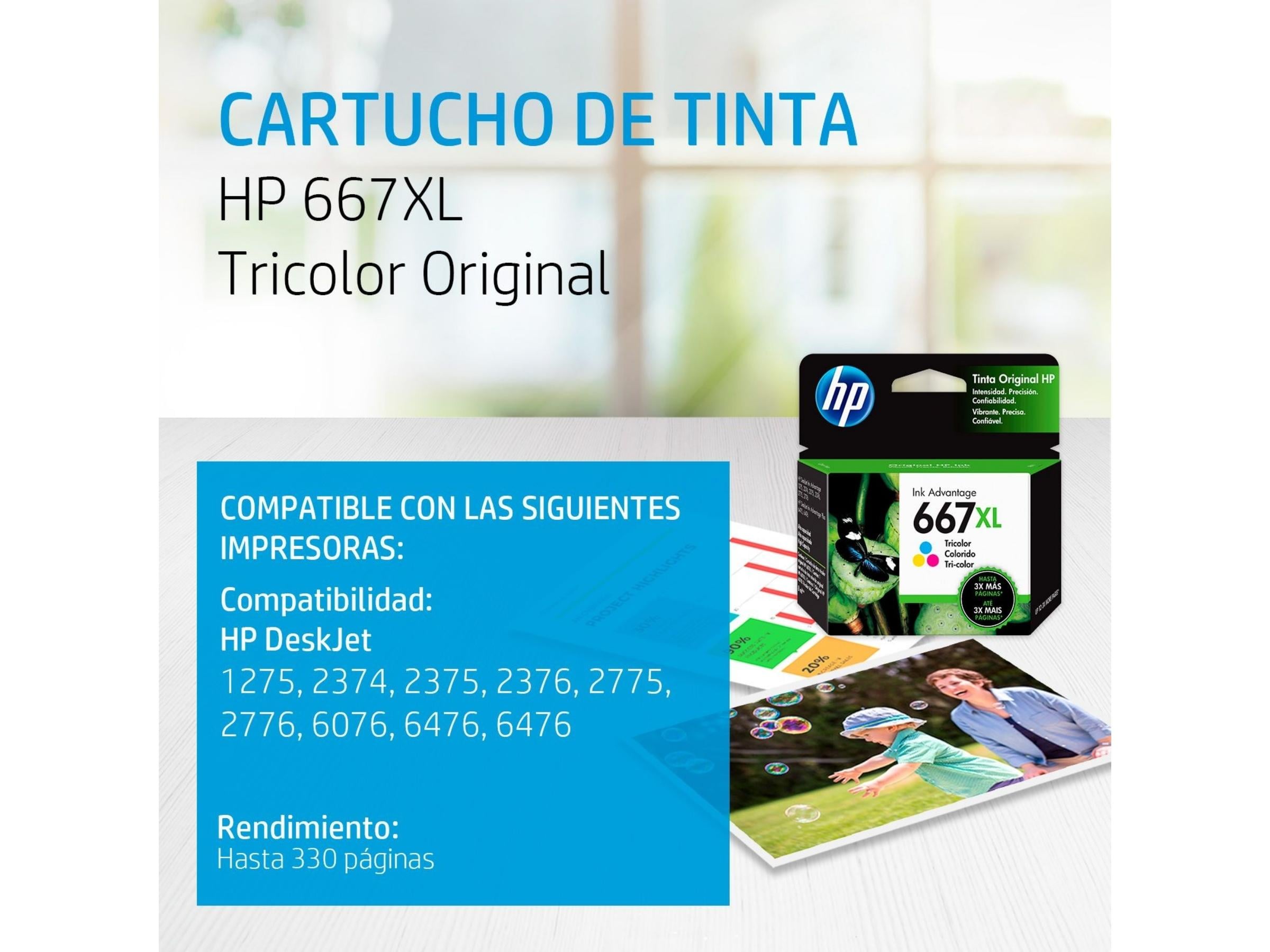 CARTUCHO DE TINTA HP 667XL TRICOLOR (3YM80AL) 1275 / 2374 / 2375 / 2376 / 2775 / 2776 - 2