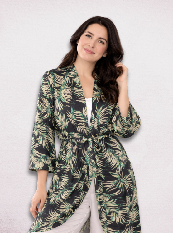 BATA PIJAMA KIMONO MUJER DE SEDA CON CINTURON AJUSTABLE DE SENSA SILK - 1