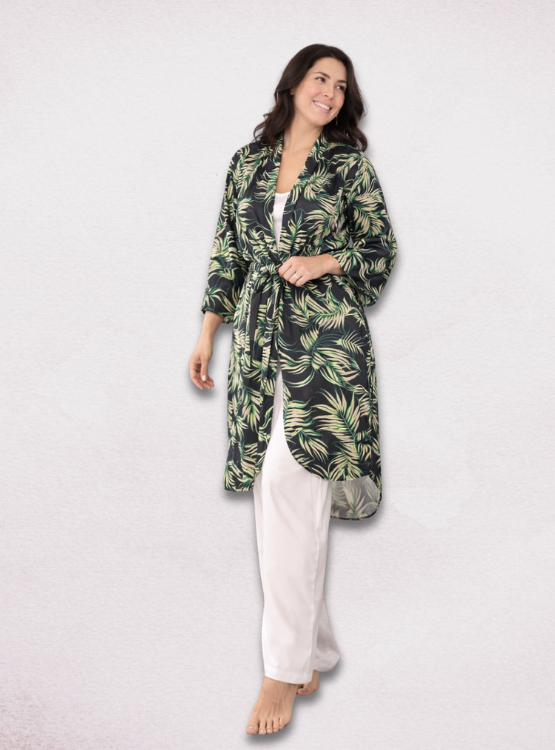 BATA PIJAMA KIMONO MUJER DE SEDA CON CINTURON AJUSTABLE DE SENSA SILK - 2