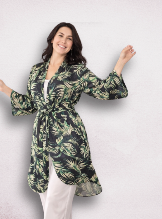 BATA PIJAMA KIMONO MUJER DE SEDA CON CINTURON AJUSTABLE DE SENSA SILK - 3