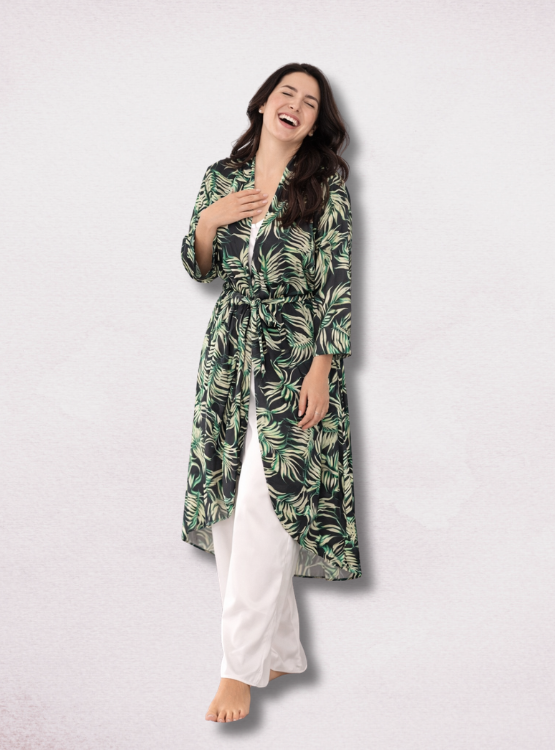 BATA PIJAMA KIMONO MUJER DE SEDA CON CINTURON AJUSTABLE DE SENSA SILK - 4