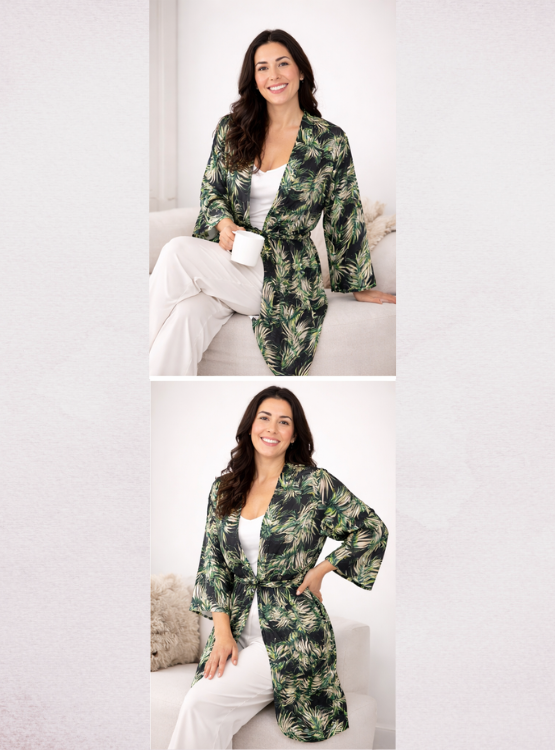 BATA PIJAMA KIMONO MUJER DE SEDA CON CINTURON AJUSTABLE DE SENSA SILK - 5