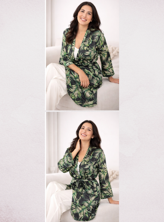 BATA PIJAMA KIMONO MUJER DE SEDA CON CINTURON AJUSTABLE DE SENSA SILK - 7