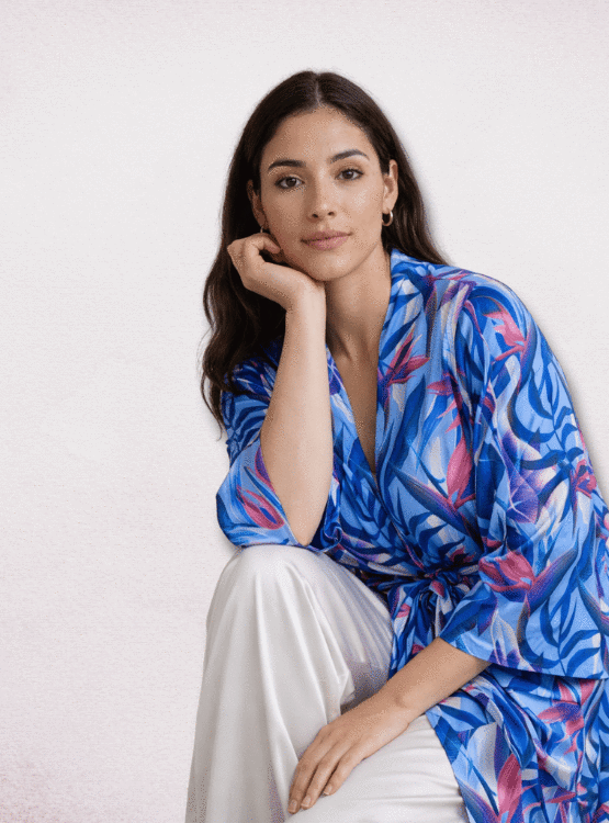 BATA PIJAMA KIMONO MUJER DE SEDA CON CINTURON AJUSTABLE DE SENSA SILK - 1