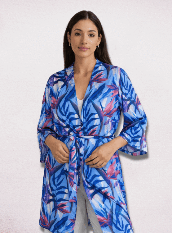 BATA PIJAMA KIMONO MUJER DE SEDA CON CINTURON AJUSTABLE DE SENSA SILK - 2