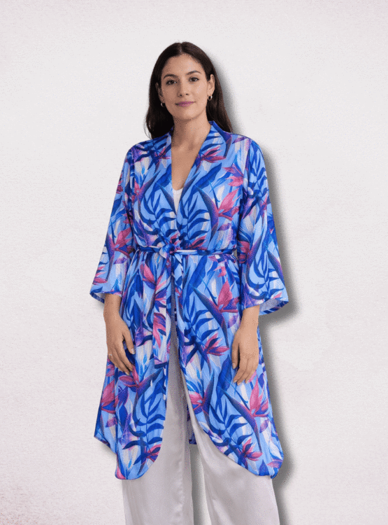 BATA PIJAMA KIMONO MUJER DE SEDA CON CINTURON AJUSTABLE DE SENSA SILK - 4