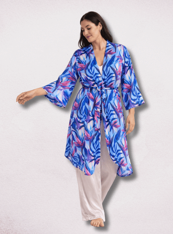 BATA PIJAMA KIMONO MUJER DE SEDA CON CINTURON AJUSTABLE DE SENSA SILK - 5
