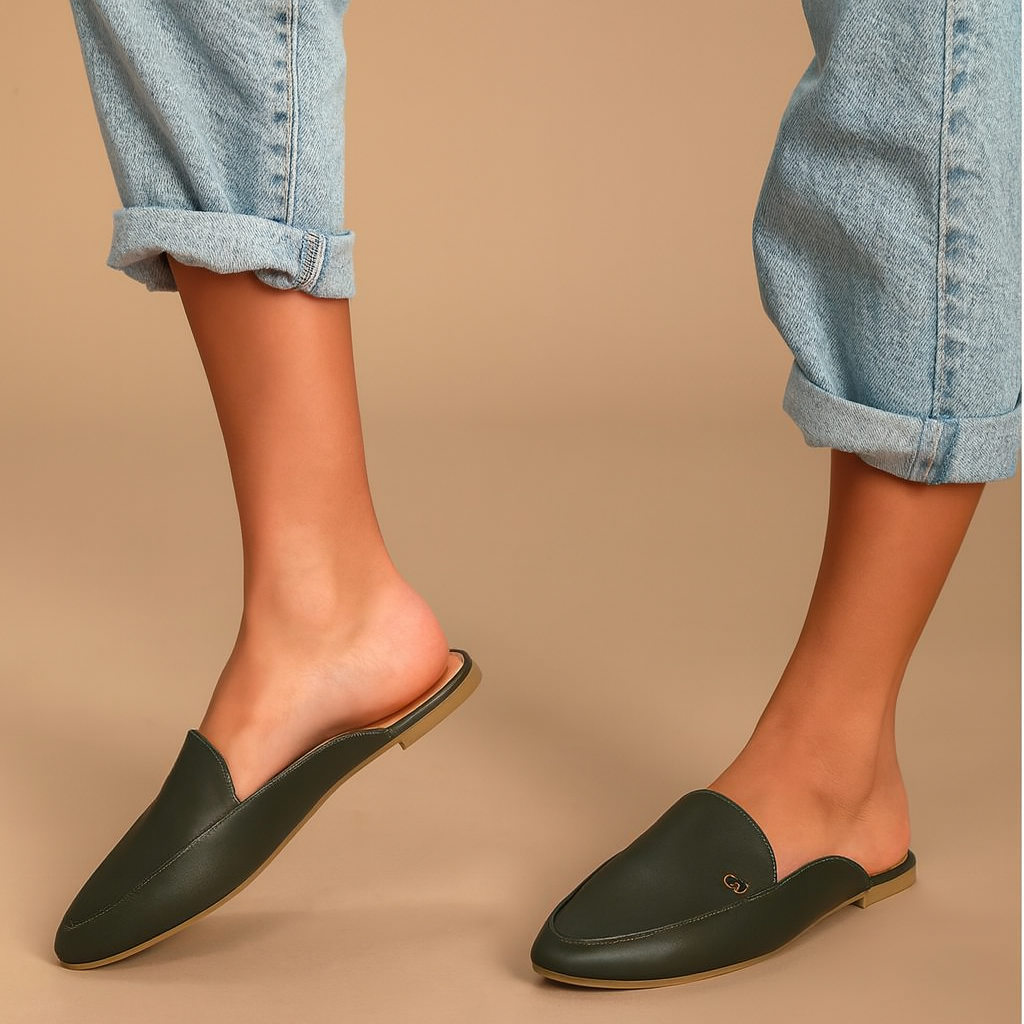 ZAPATOS MULES MUJER MISSHUS MICA VERDE OSCURO - 1