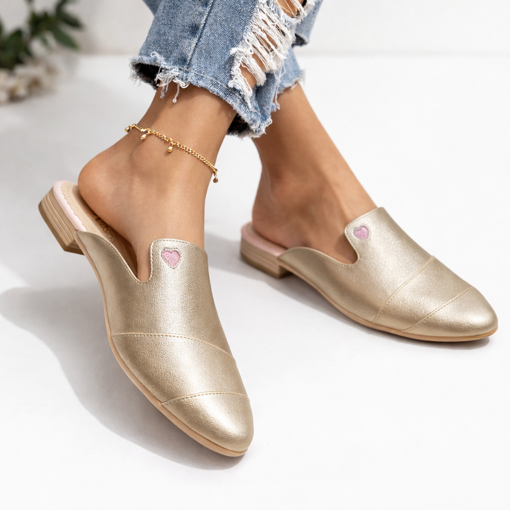 ZAPATOS MULES MUJER MISSHUS IRIS DORADO - 1