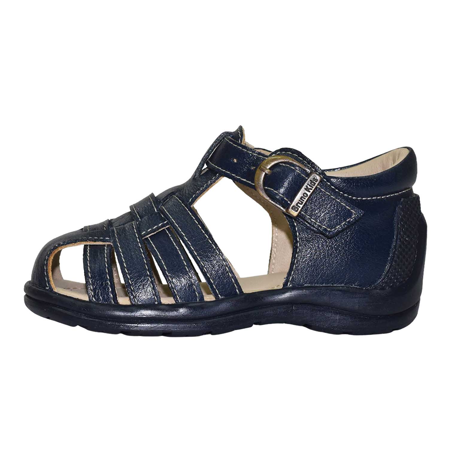 SANDALIA PIBE PARA NIÑO BRUNO KIDS DE CUERO AZUL PRIMEROS PASOS - 2
